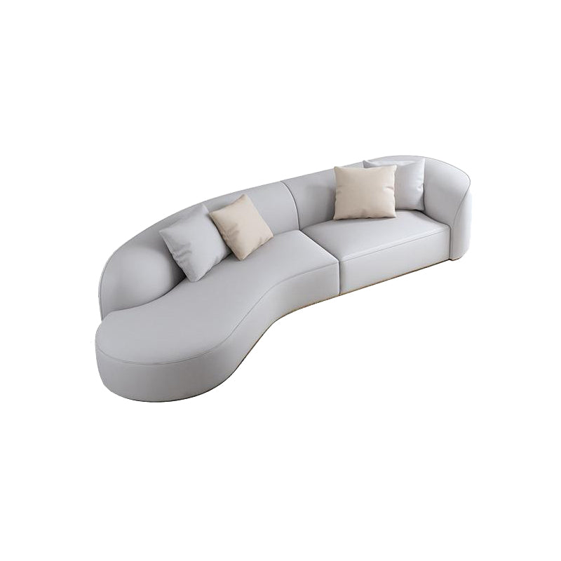 Glam Sectional Sofa White Curved Corner Sleeper Sectional with 3 Pillows