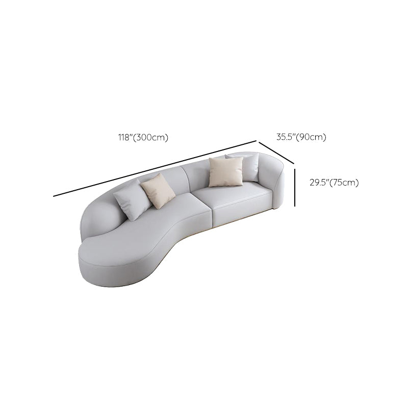 Glam Sectional Sofa White Curved Corner Sleeper Sectional with 3 Pillows