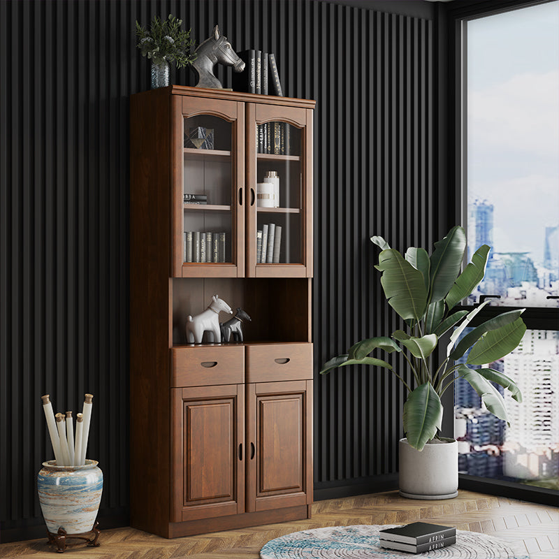Grooves Handle Storage Cabinet Solid Wood Cabinet with Drawer