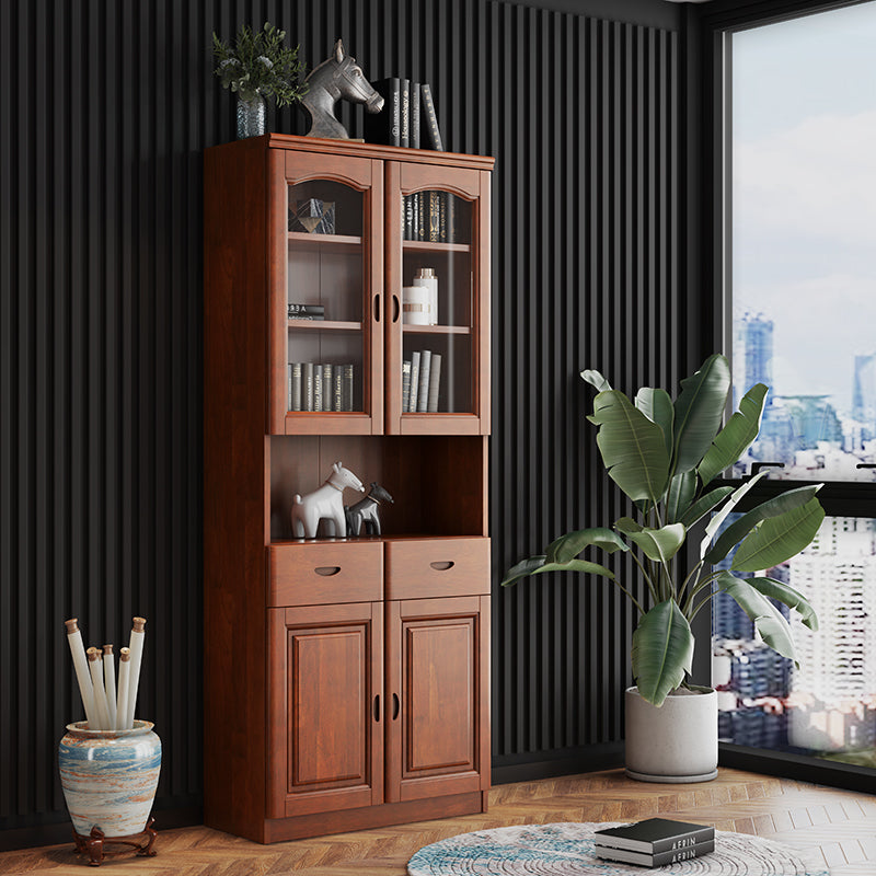 Grooves Handle Storage Cabinet Solid Wood Cabinet with Drawer
