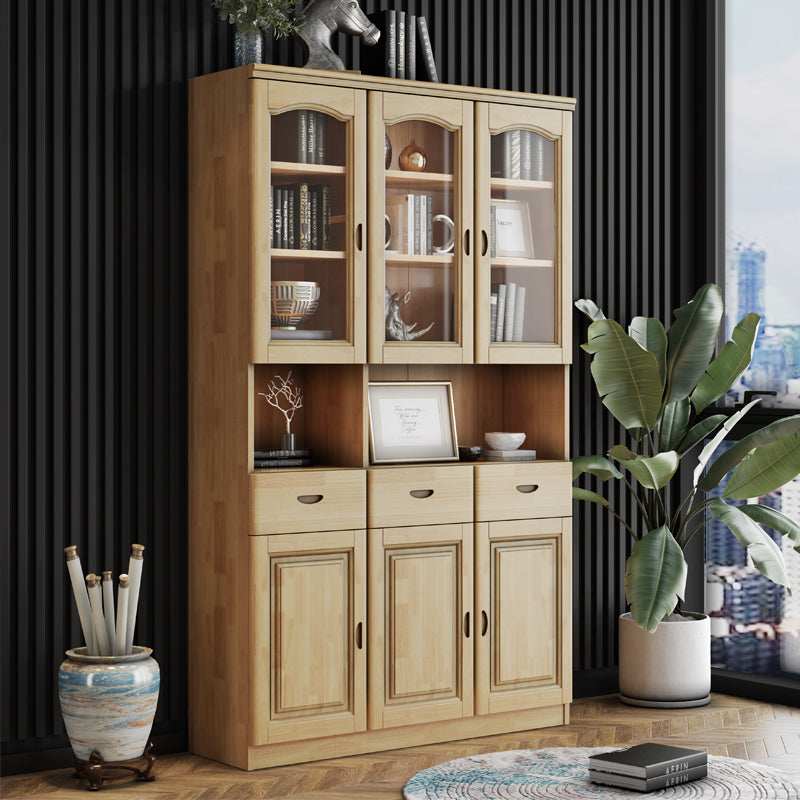 Grooves Handle Storage Cabinet Solid Wood Cabinet with Drawer