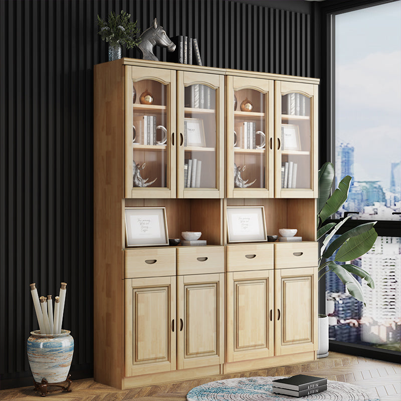 Grooves Handle Storage Cabinet Solid Wood Cabinet with Drawer