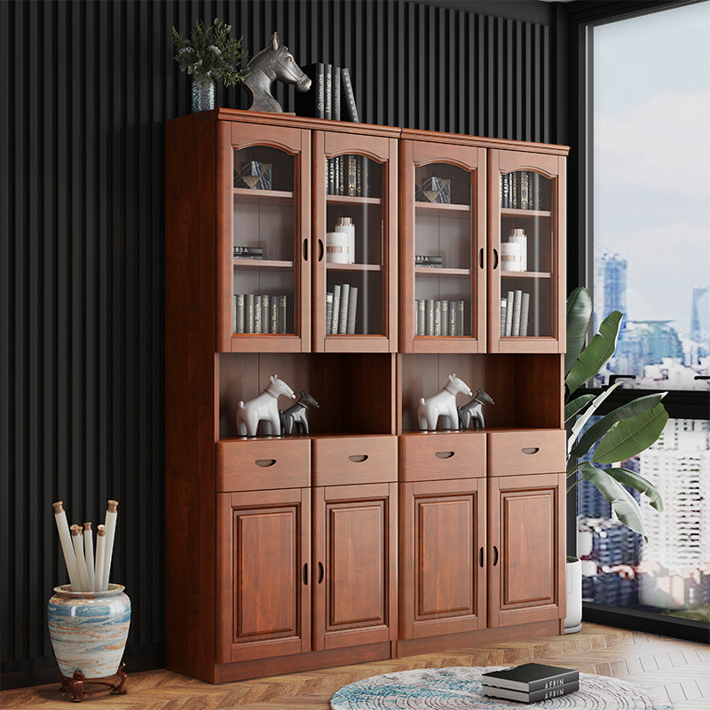 Grooves Handle Storage Cabinet Solid Wood Cabinet with Drawer