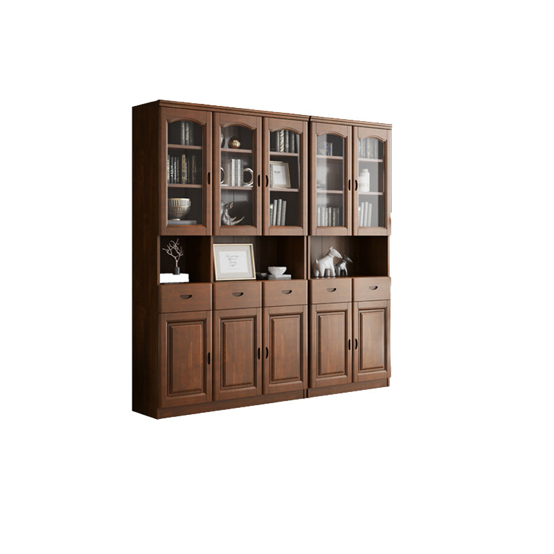 Grooves Handle Storage Cabinet Solid Wood Cabinet with Drawer