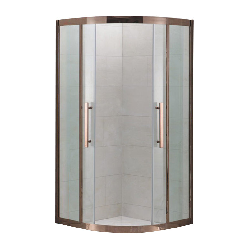 Shower Enclosure Semi-Frameless Double Sliding Neo-Angle Black Door Handles Shower Stall