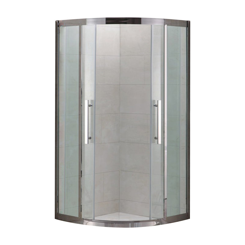 Shower Enclosure Semi-Frameless Double Sliding Neo-Angle Black Door Handles Shower Stall