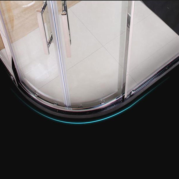 Shower Enclosure Semi-Frameless Double Sliding Neo-Angle Black Door Handles Shower Stall