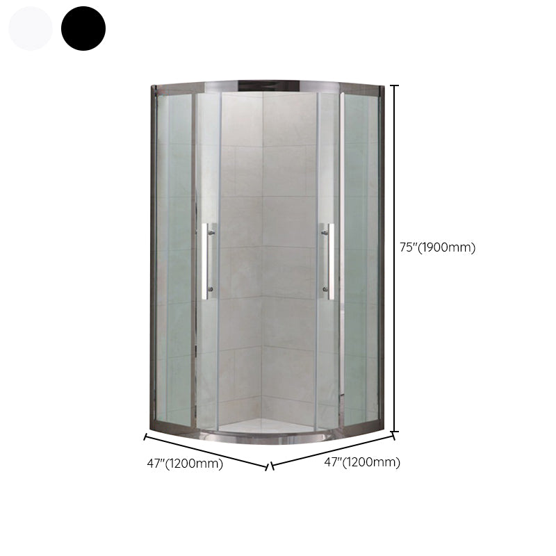 Shower Enclosure Semi-Frameless Double Sliding Neo-Angle Black Door Handles Shower Stall
