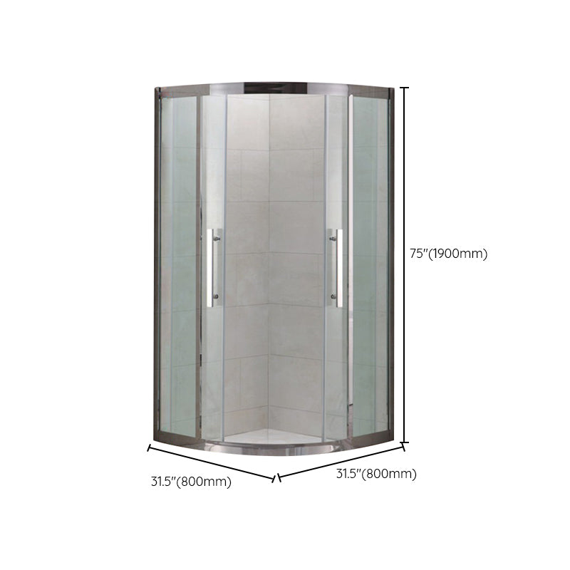 Shower Enclosure Semi-Frameless Double Sliding Neo-Angle Black Door Handles Shower Stall