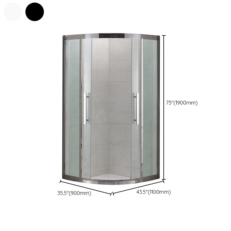 Shower Enclosure Semi-Frameless Double Sliding Neo-Angle Black Door Handles Shower Stall