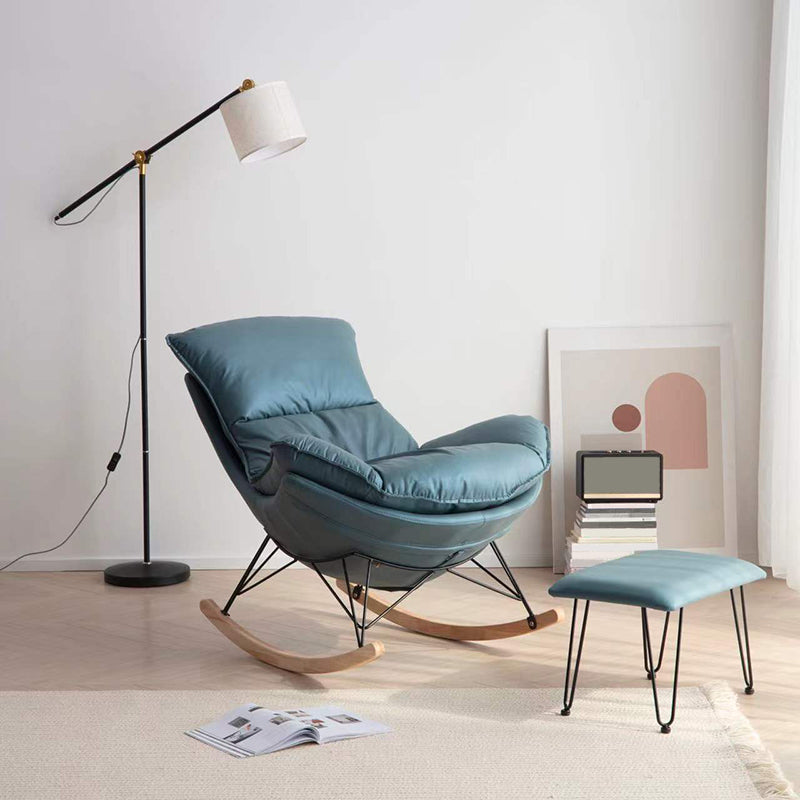 Scratch Resistant Rocking Chair Solid Fabric Modern Rocking Chair with Ottoman