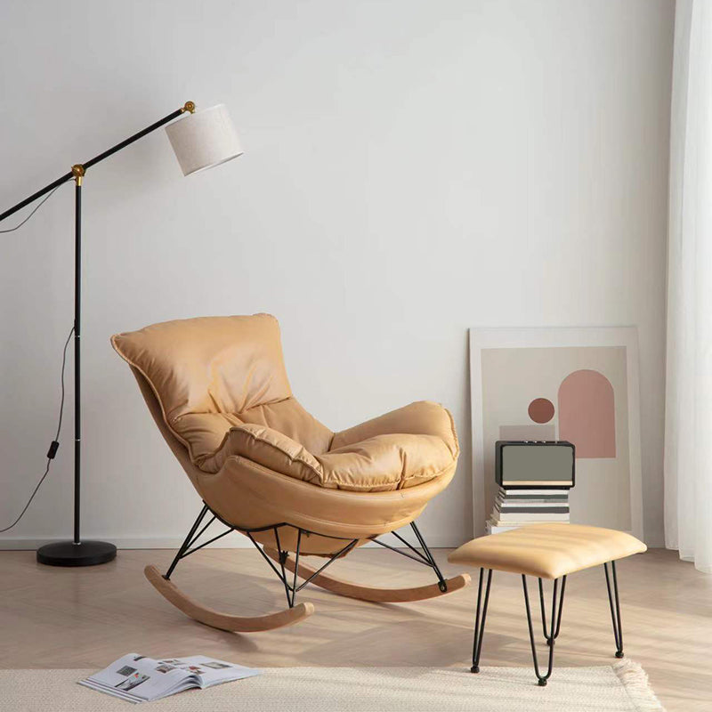 Scratch Resistant Rocking Chair Solid Fabric Modern Rocking Chair with Ottoman
