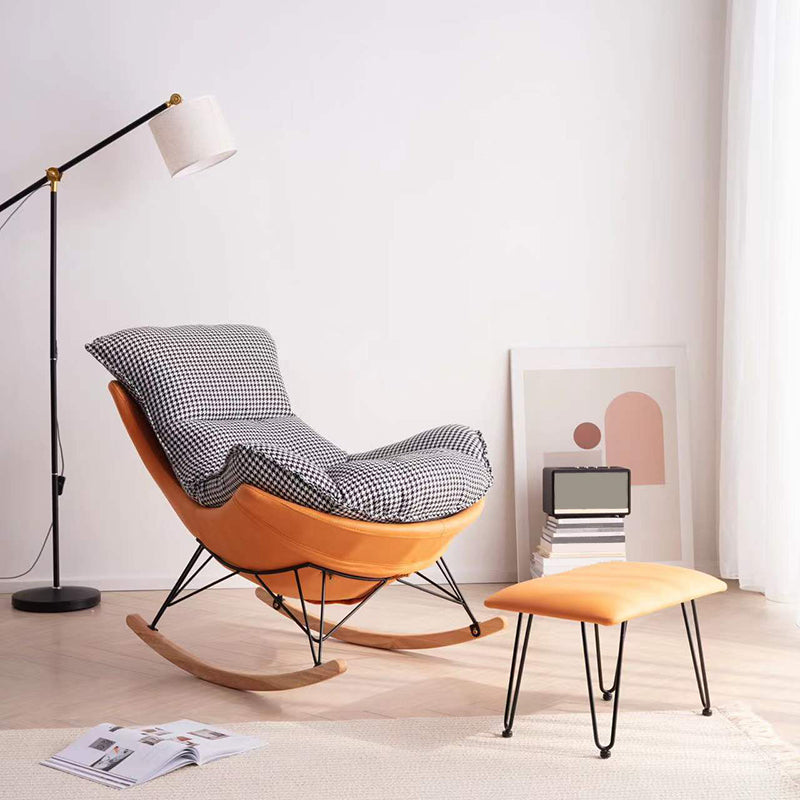 Scratch Resistant Rocking Chair Solid Fabric Modern Rocking Chair with Ottoman