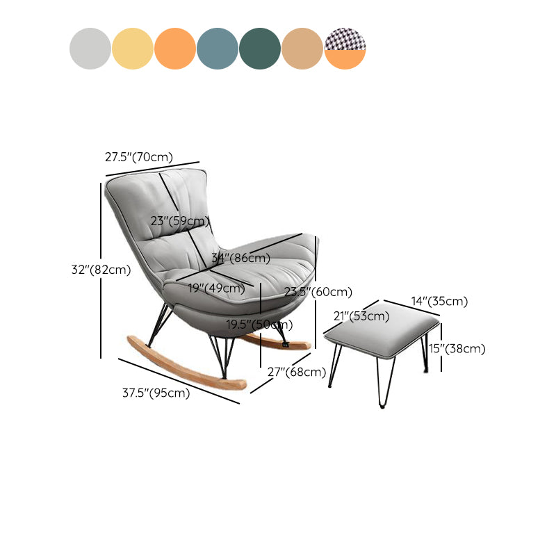 Scratch Resistant Rocking Chair Solid Fabric Modern Rocking Chair with Ottoman