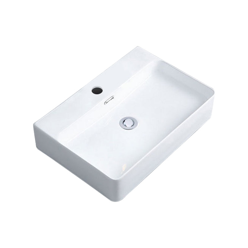 Contemporary Bathroom Sink Porcelain Rectangular Vessel Sink with Pop-Up Drain