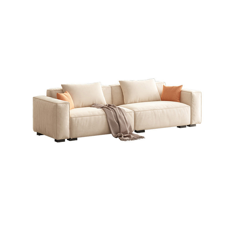 Velvet Square Arm Sofa Modern Sofa with Pillows in White 37.40" W