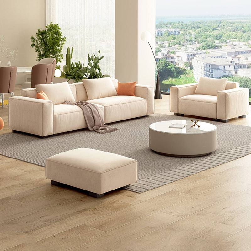 Velvet Square Arm Sofa Modern Sofa with Pillows in White 37.40" W