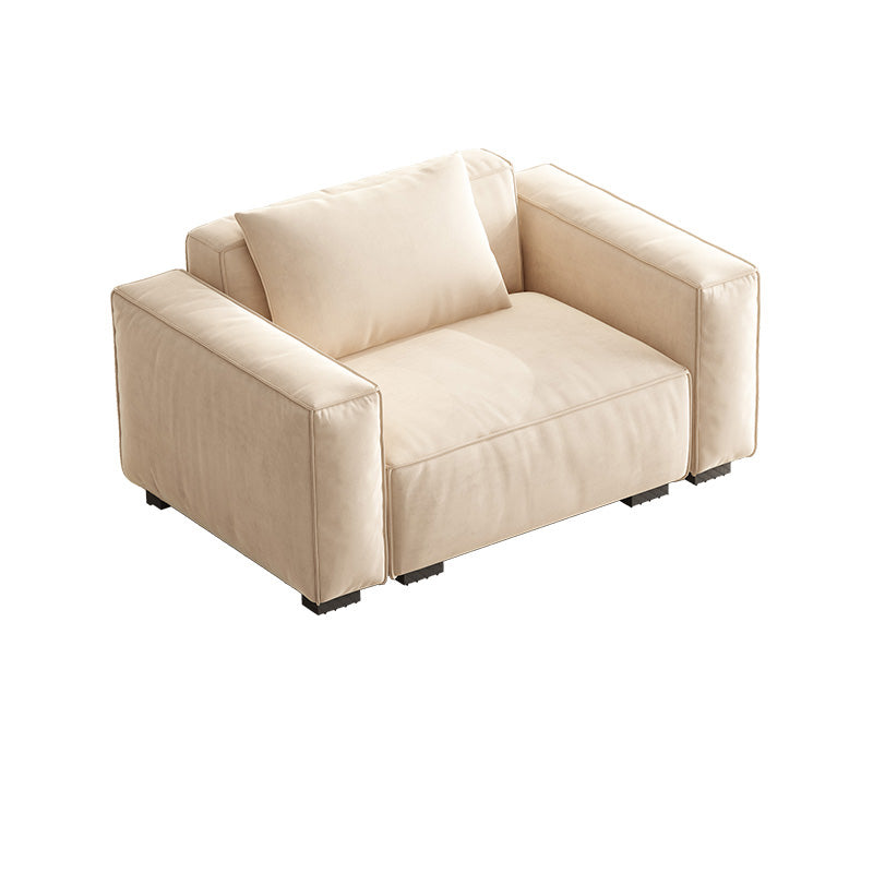 Velvet Square Arm Sofa Modern Sofa with Pillows in White 37.40" W