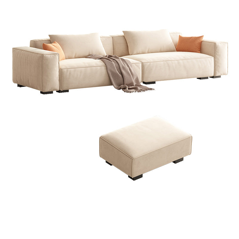 Velvet Square Arm Sofa Modern Sofa with Pillows in White 37.40" W