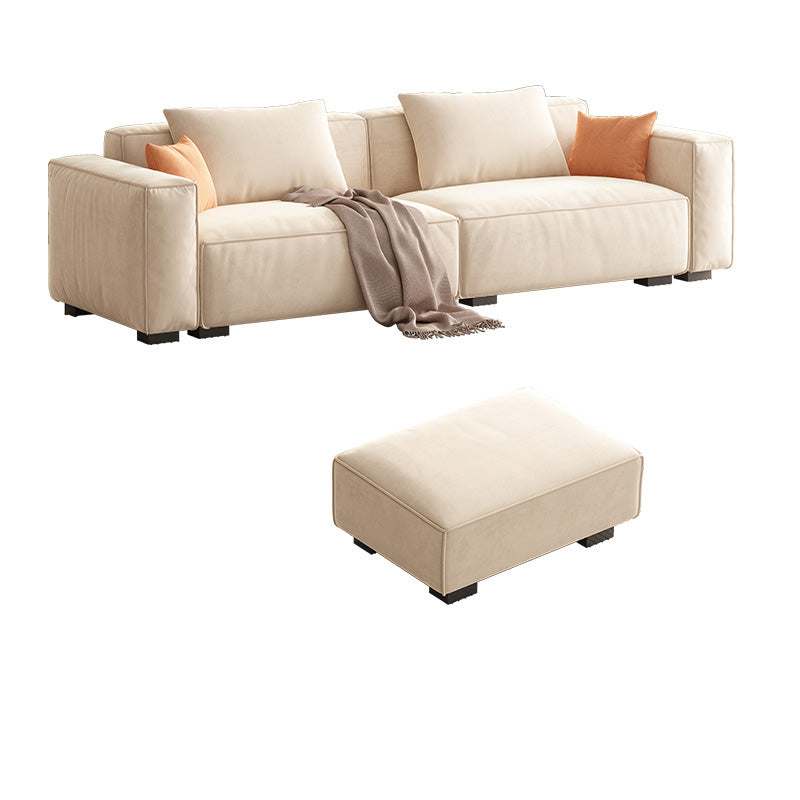 Velvet Square Arm Sofa Modern Sofa with Pillows in White 37.40" W