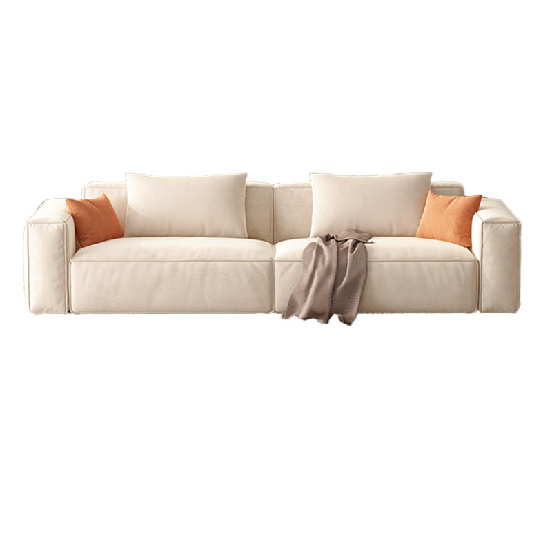 Velvet Square Arm Sofa Modern Sofa with Pillows in White 37.40" W