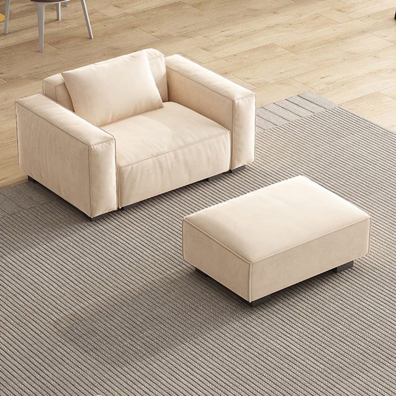 Velvet Square Arm Sofa Modern Sofa with Pillows in White 37.40" W