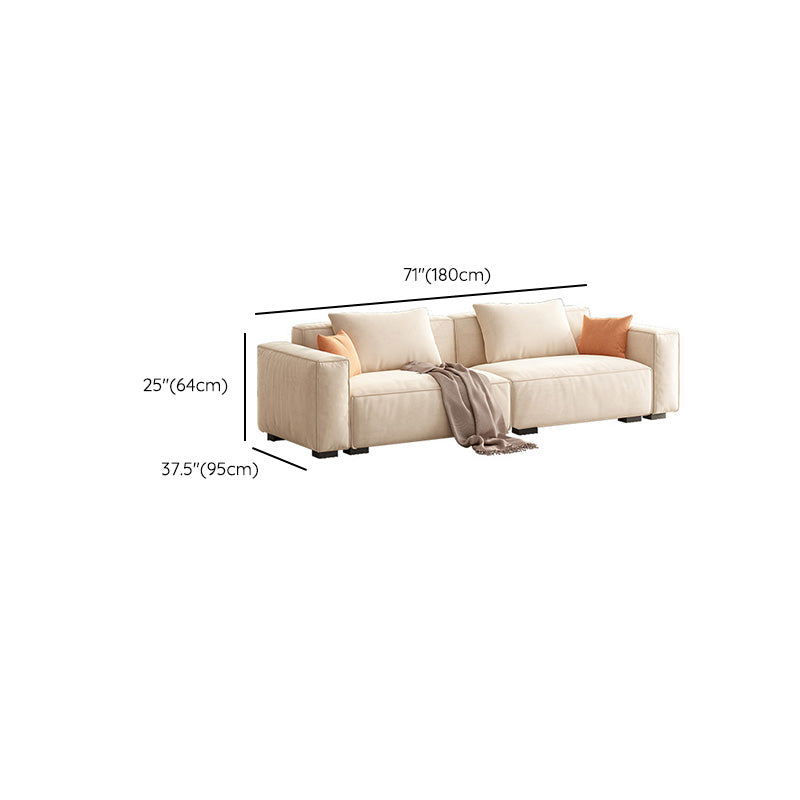 Velvet Square Arm Sofa Modern Sofa with Pillows in White 37.40" W