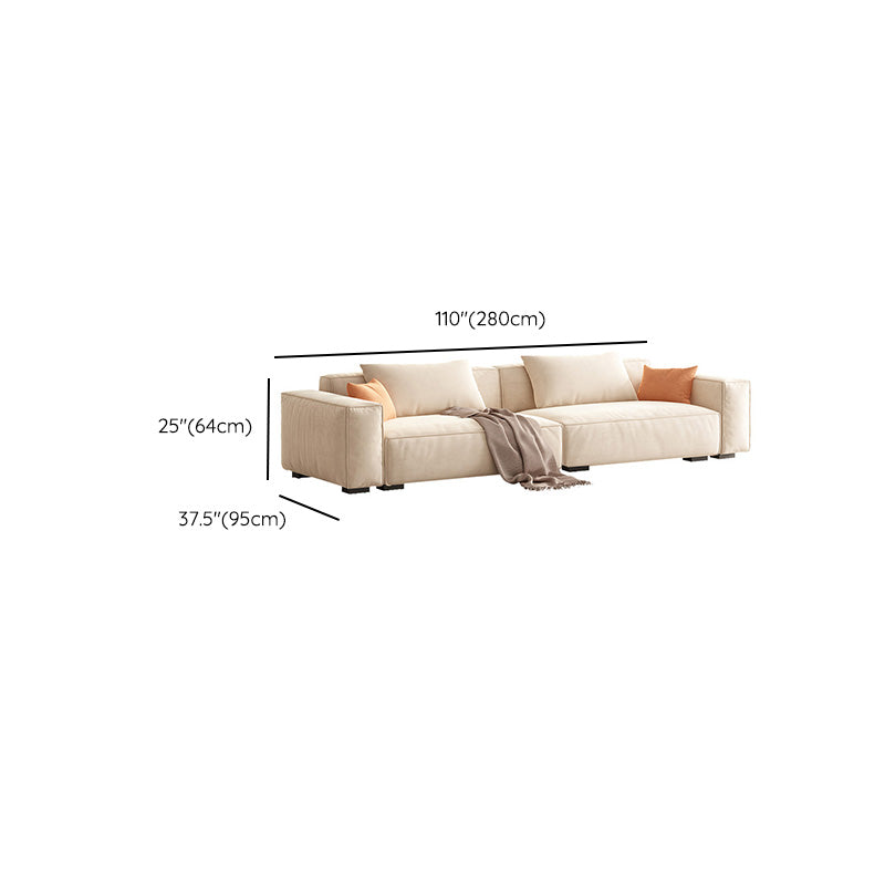 Velvet Square Arm Sofa Modern Sofa with Pillows in White 37.40" W