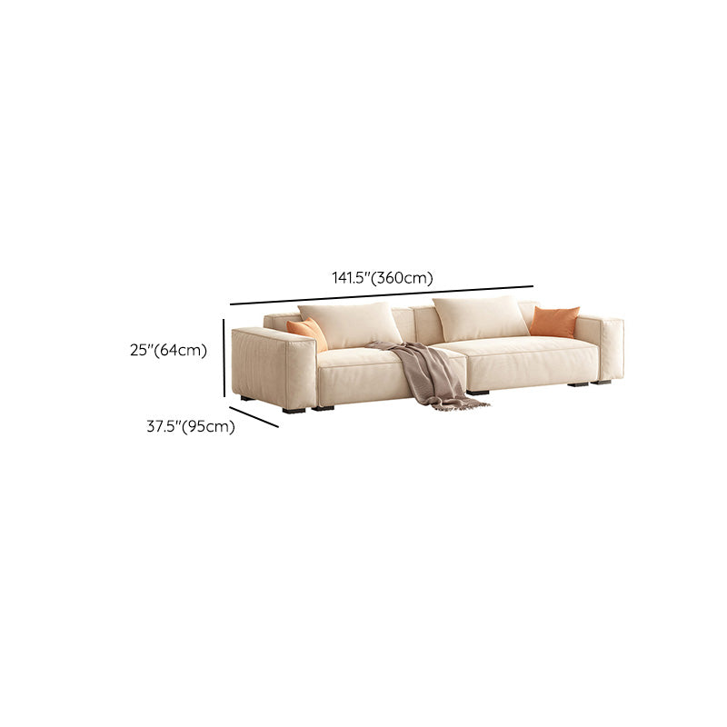 Velvet Square Arm Sofa Modern Sofa with Pillows in White 37.40" W