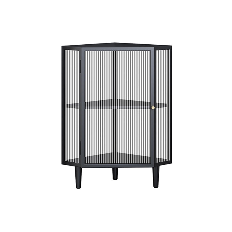 Industrial Curio Cabinet Metal Display Cabinet with Doors for Dining Room