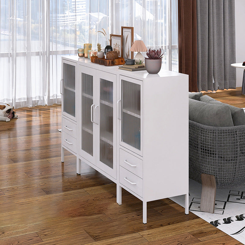 Contemporary Metal China Cabinet Glass Doors Hutch Cabinet for Living Room