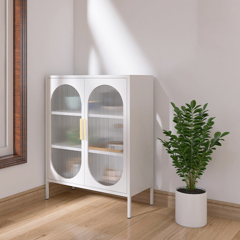 Contemporary Metal China Cabinet Glass Doors Hutch Cabinet for Living Room