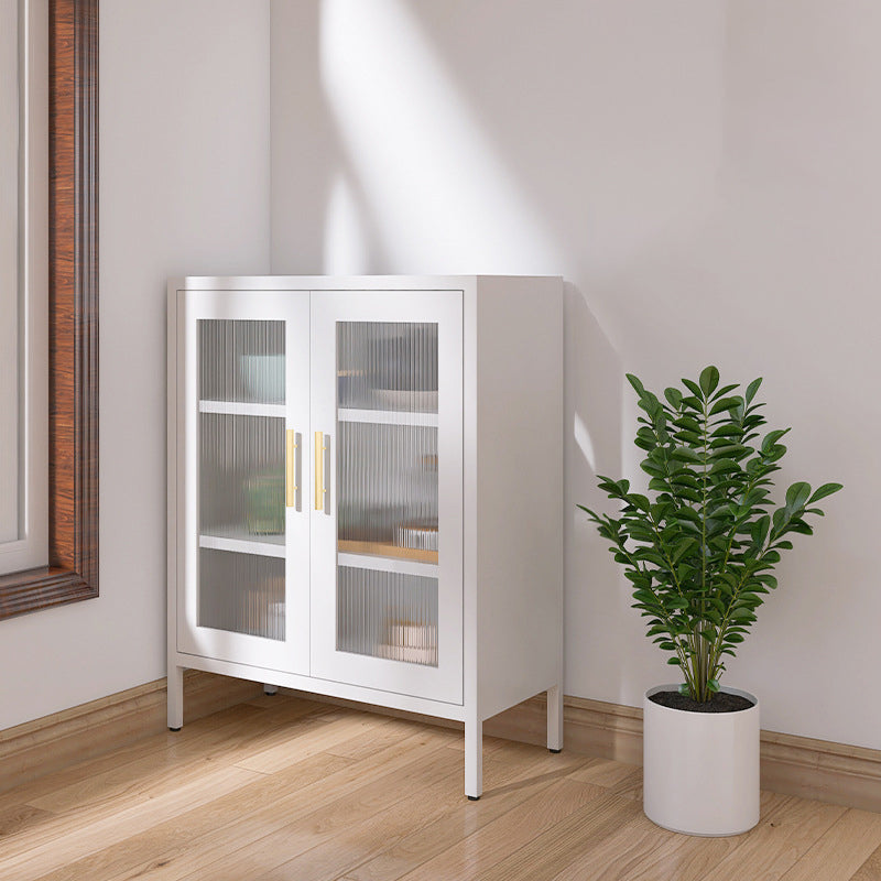 Contemporary Metal China Cabinet Glass Doors Hutch Cabinet for Living Room