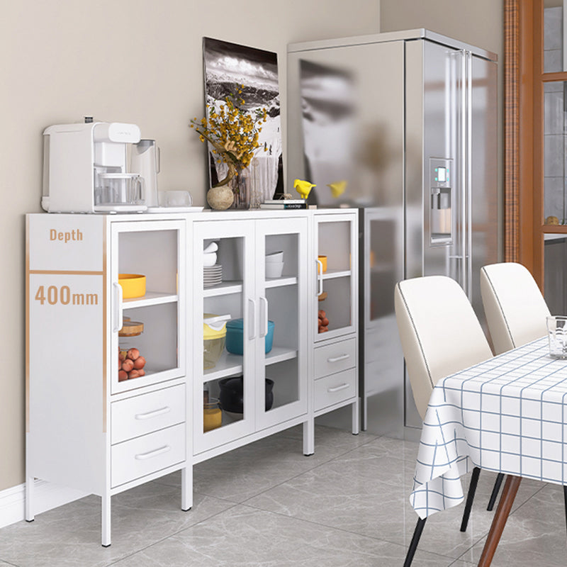 Contemporary Metal China Cabinet Glass Doors Hutch Cabinet for Living Room