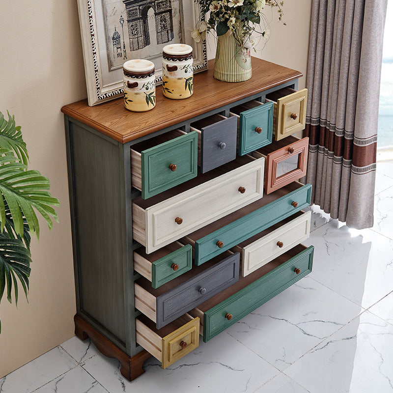 Nautical Vertical Chest Bedroom Solid Wood Storage Chest with Drawers