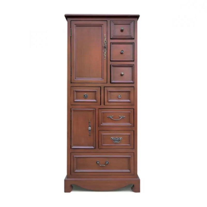 Nautical Vertical Chest Bedroom Solid Wood Storage Chest with Drawers