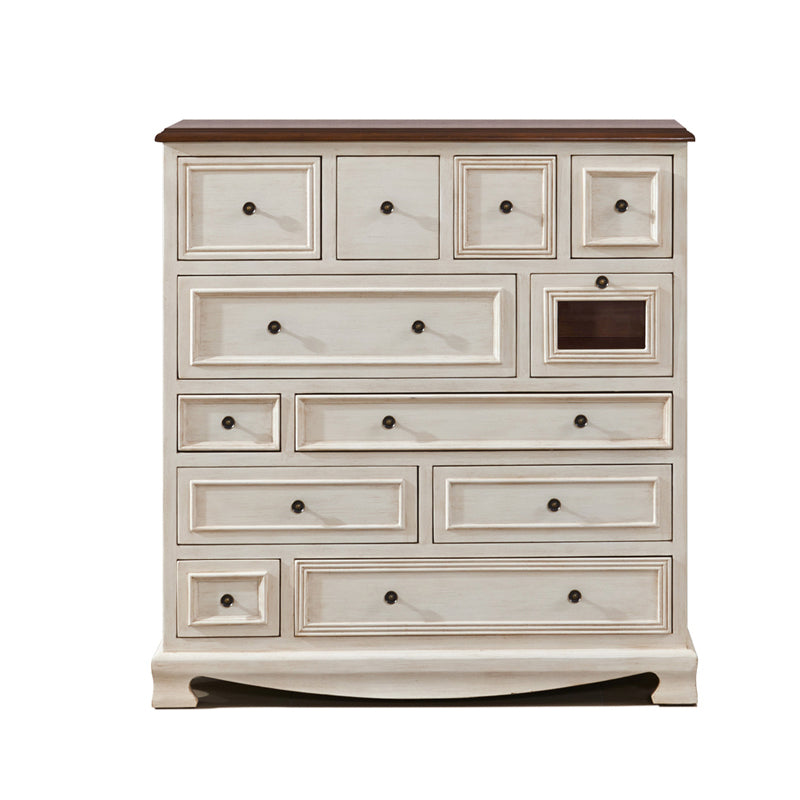 Nautical Vertical Chest Bedroom Solid Wood Storage Chest with Drawers