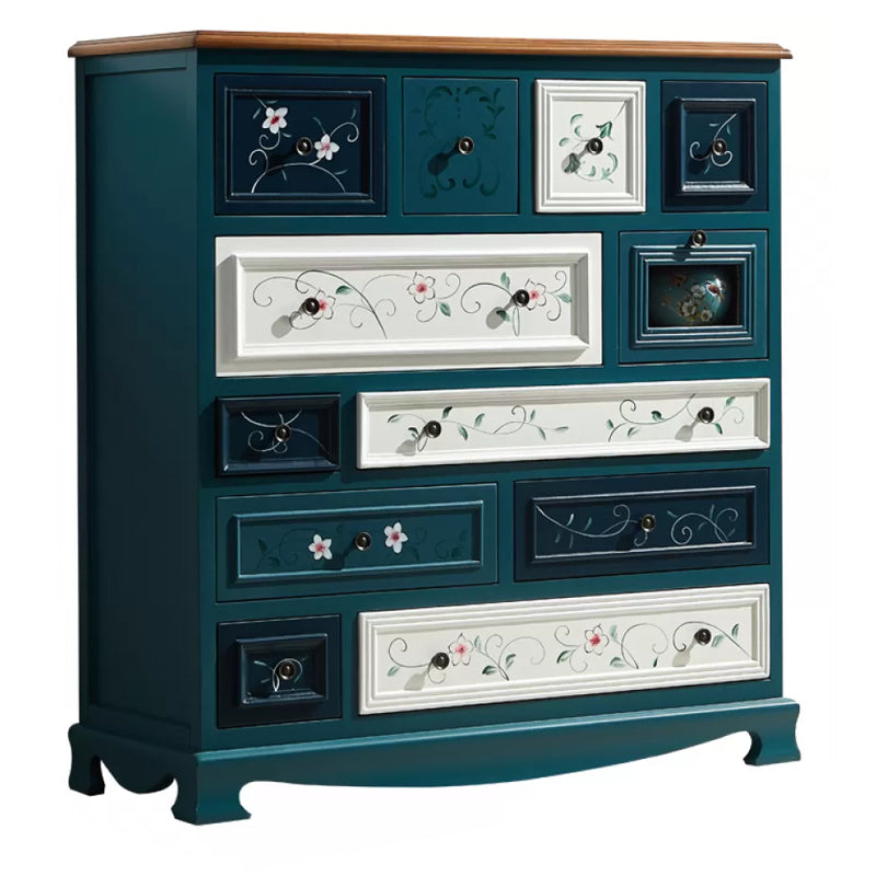 Nautical Vertical Chest Bedroom Solid Wood Storage Chest with Drawers