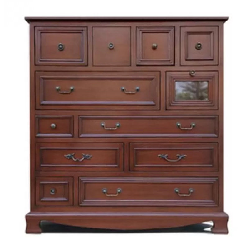 Nautical Vertical Chest Bedroom Solid Wood Storage Chest with Drawers