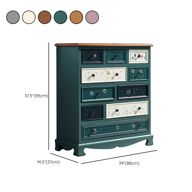 Nautical Vertical Chest Bedroom Solid Wood Storage Chest with Drawers