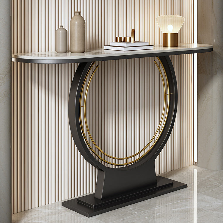 Modern Half Moon Console Accent Table Antique Finish Console Sofa Table