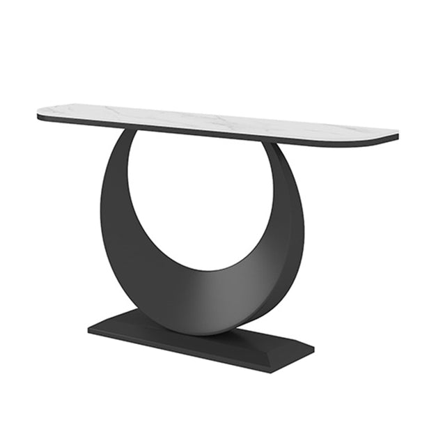 Glam Stone Console Table Stain Resistant Accent Table for Hall