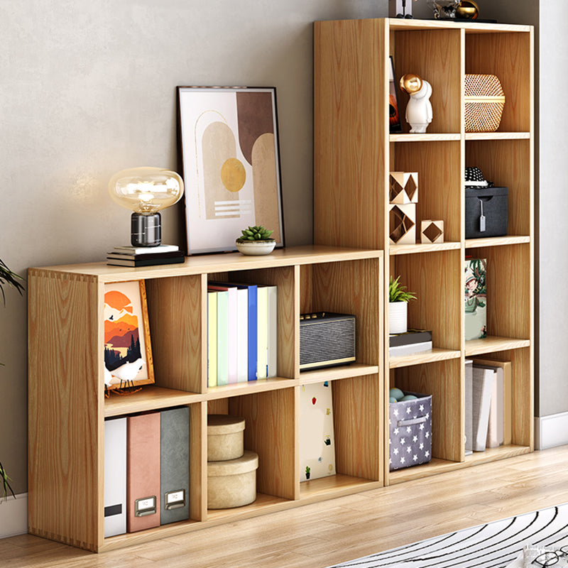 Natural Standard Bookshelf Wooden Contemporary Bookcase with Shelves