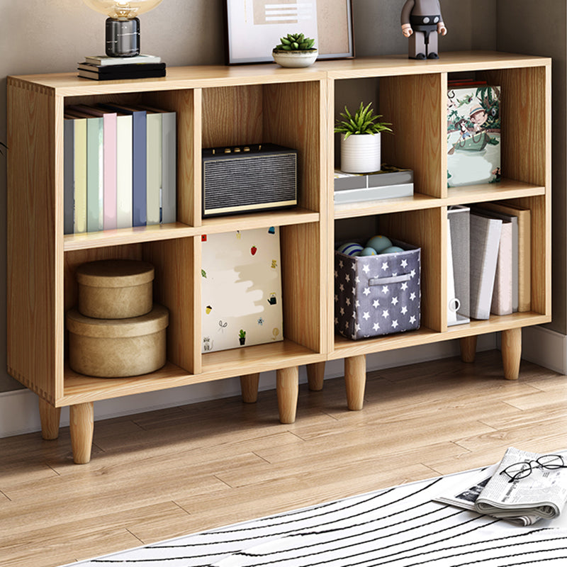 Natural Standard Bookshelf Wooden Contemporary Bookcase with Shelves