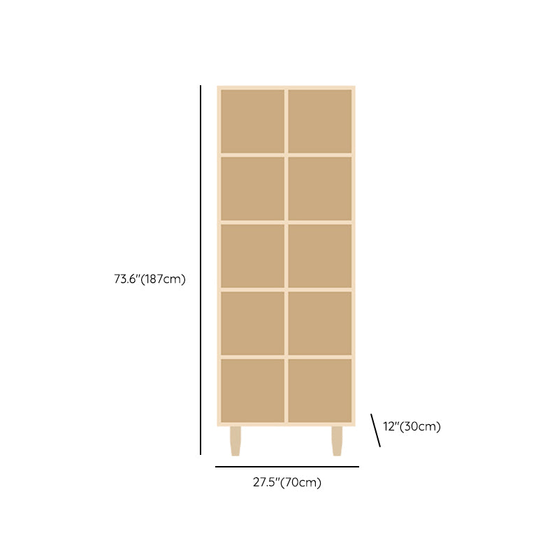 Natural Standard Bookshelf Wooden Contemporary Bookcase with Shelves