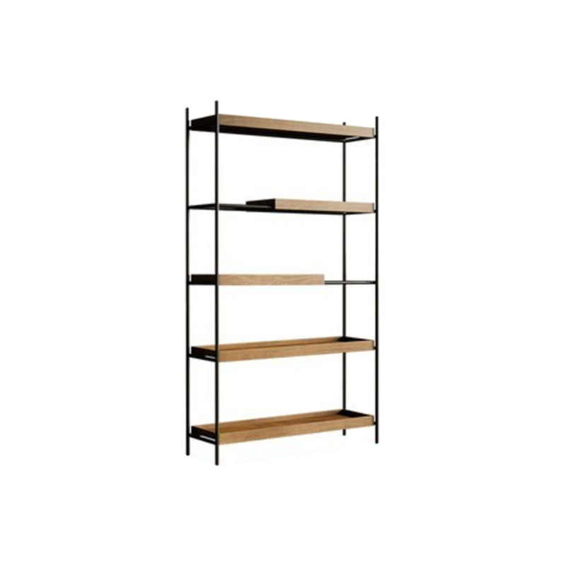 Contemporary Wooden Bookshelf Open Back Etagere Bookcase with Shelves