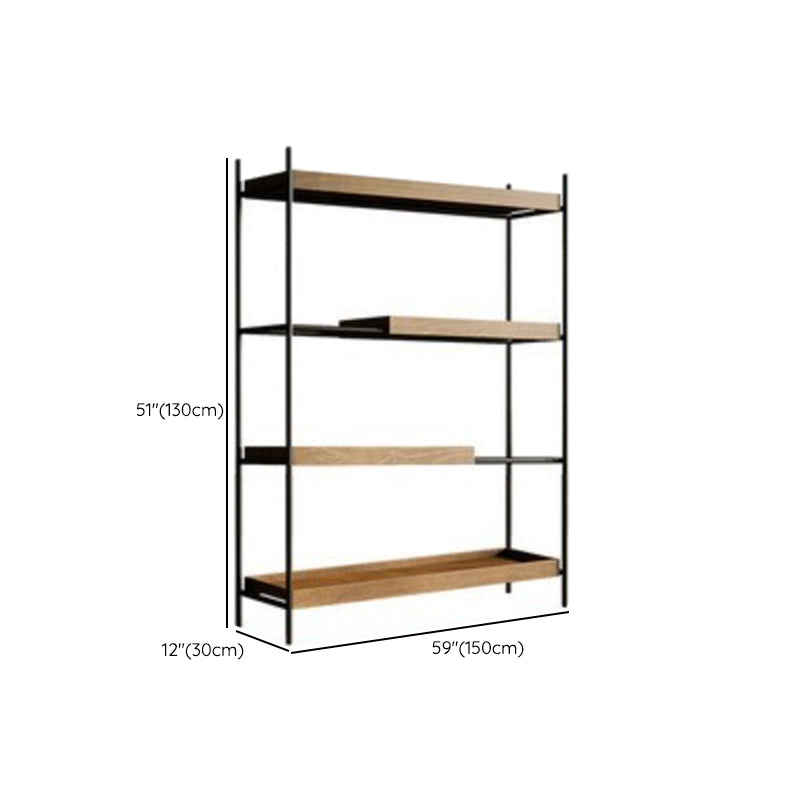 Contemporary Wooden Bookshelf Open Back Etagere Bookcase with Shelves