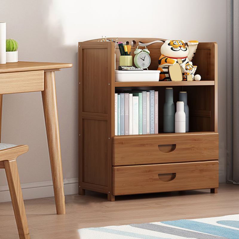 Contemporary Bamboo Bookcase Standard Closed Back Bookshelf with Shelves