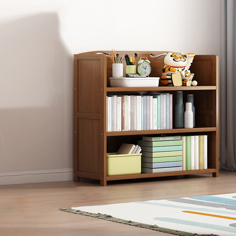 Contemporary Bamboo Bookcase Standard Closed Back Bookshelf with Shelves