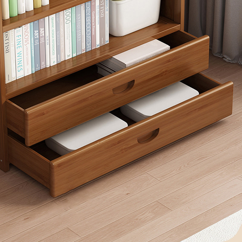 Contemporary Bamboo Bookcase Standard Closed Back Bookshelf with Shelves